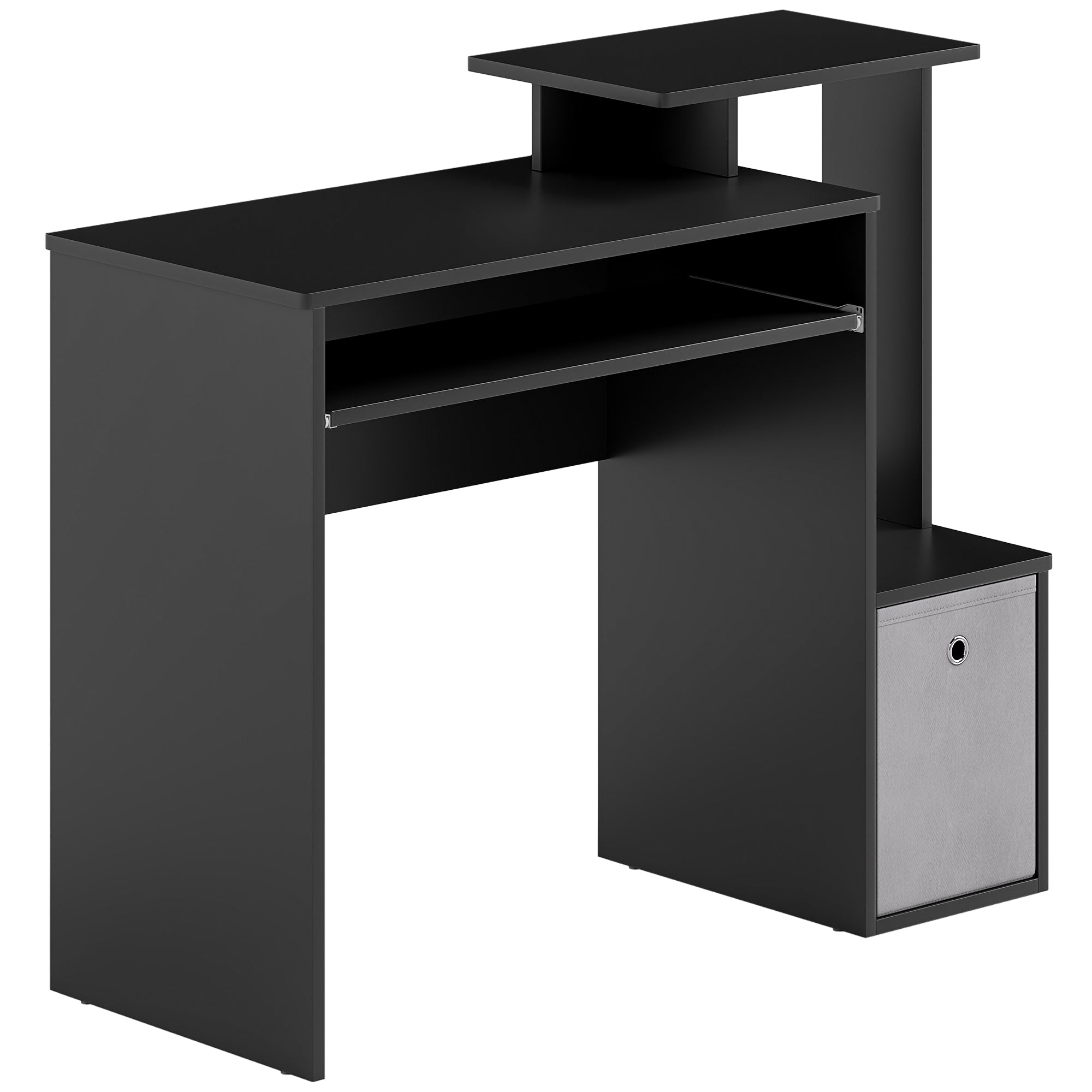 Computer Desk with Keyboard Tray - Black Home Office Desk with Storage