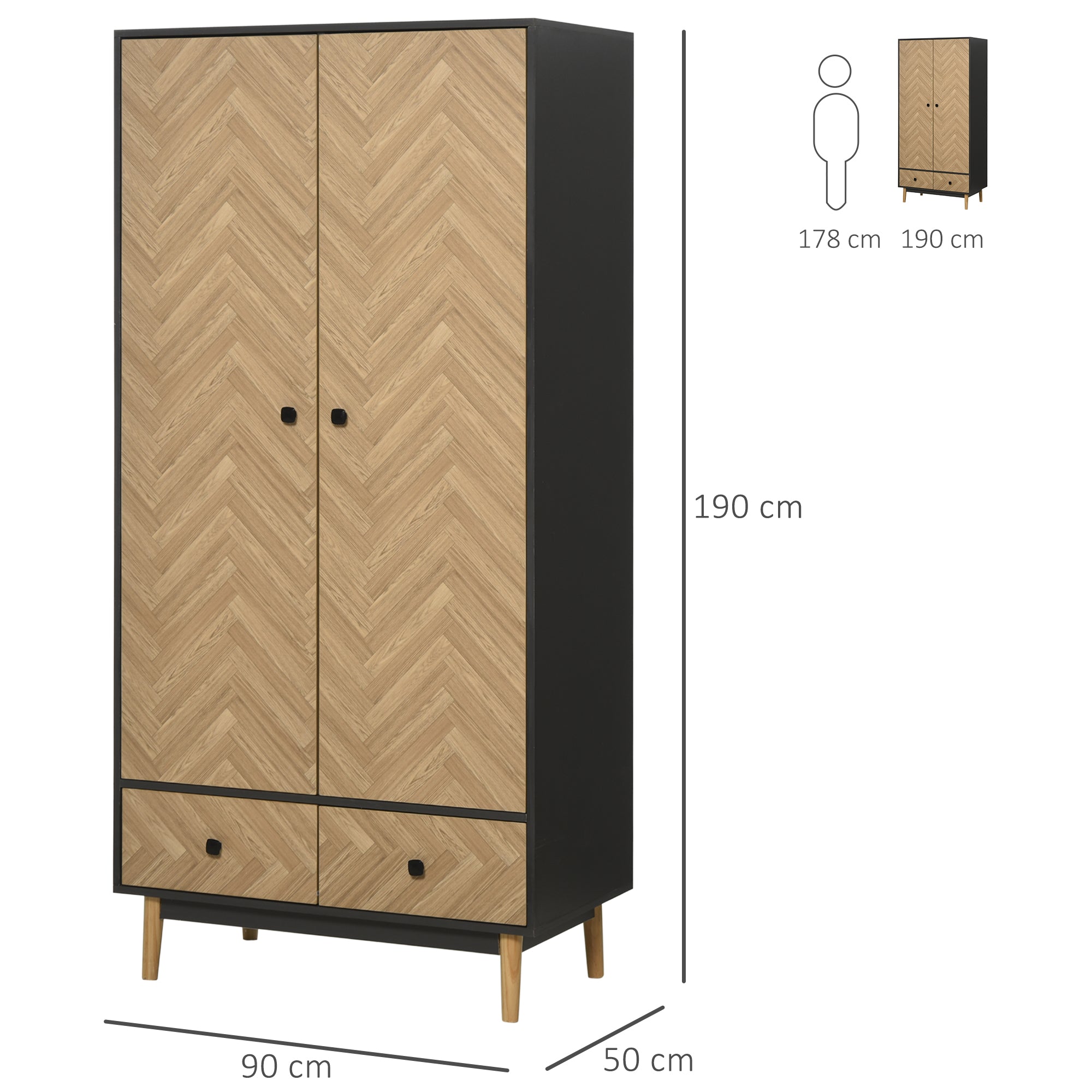 Modern Wardrobe Cabinet Wood Grain Sticker Surface With Shelf