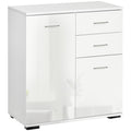 Sideboard, Modern Storage Cabinet With 2 Drawers, 2 Doors And Adjustable Shelf, Kitchen Cabinet For Living Room, Dining Room, High Gloss White