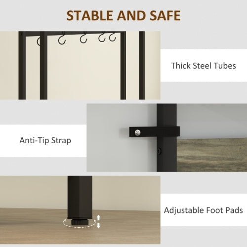 HOMCOM 5-In-1 Industrial-Style Hallway Tree