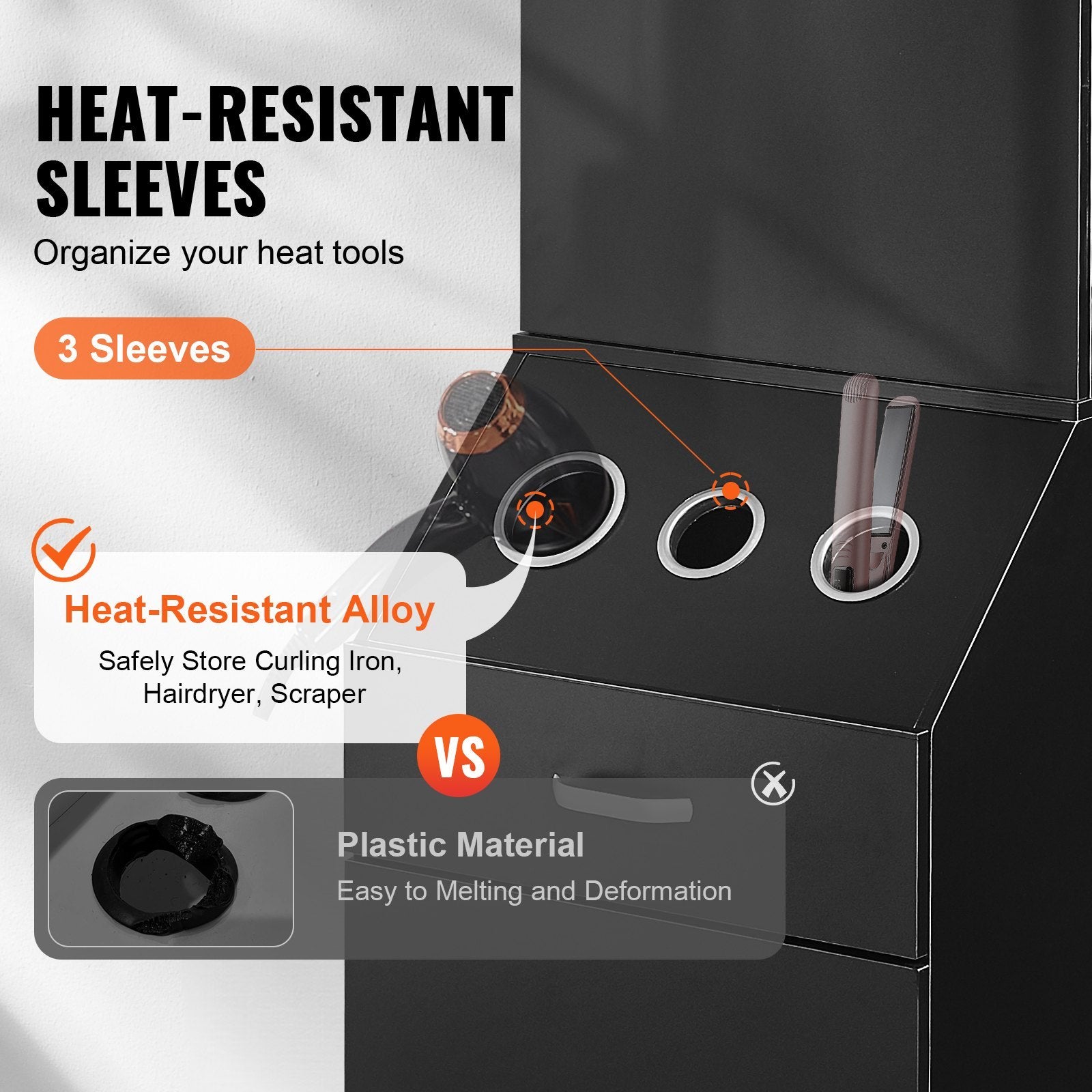 Salon Storage Cabinet with 3 Hair Dryer Holders