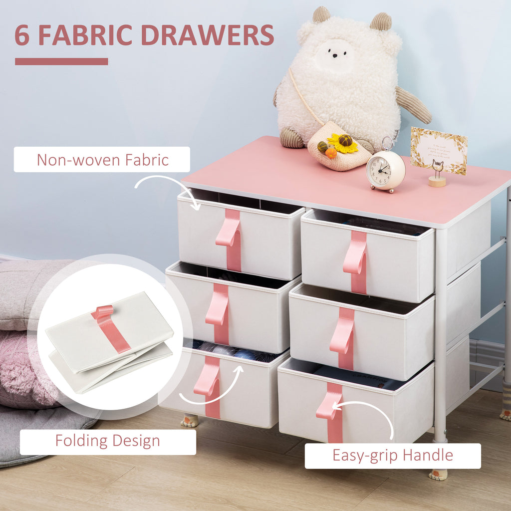 6-Drawer Fabric Storage Chest - Metal Frame Organiser Unit