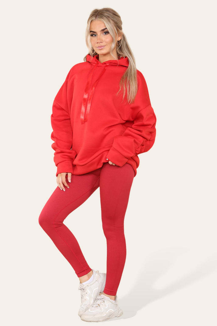 Oversized Ruched Sleeves Hoodie With Legging Set