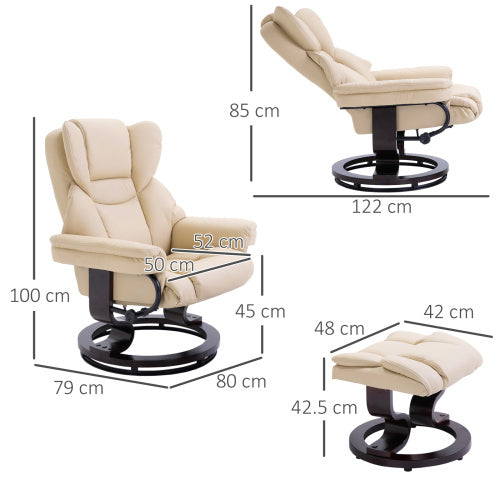 HOMCOM 360 Swivel Recliner Chair With Footstool