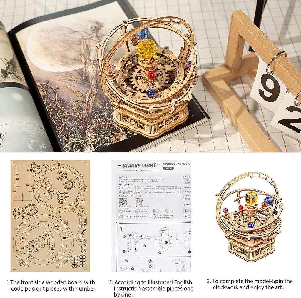 Rotating Starry Night Mechanical Wooden Puzzle