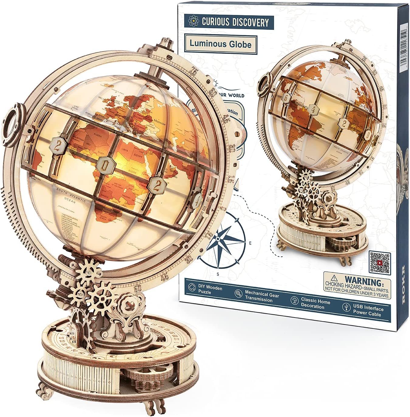 Rokr Luminous Globe 3D Wooden Toy