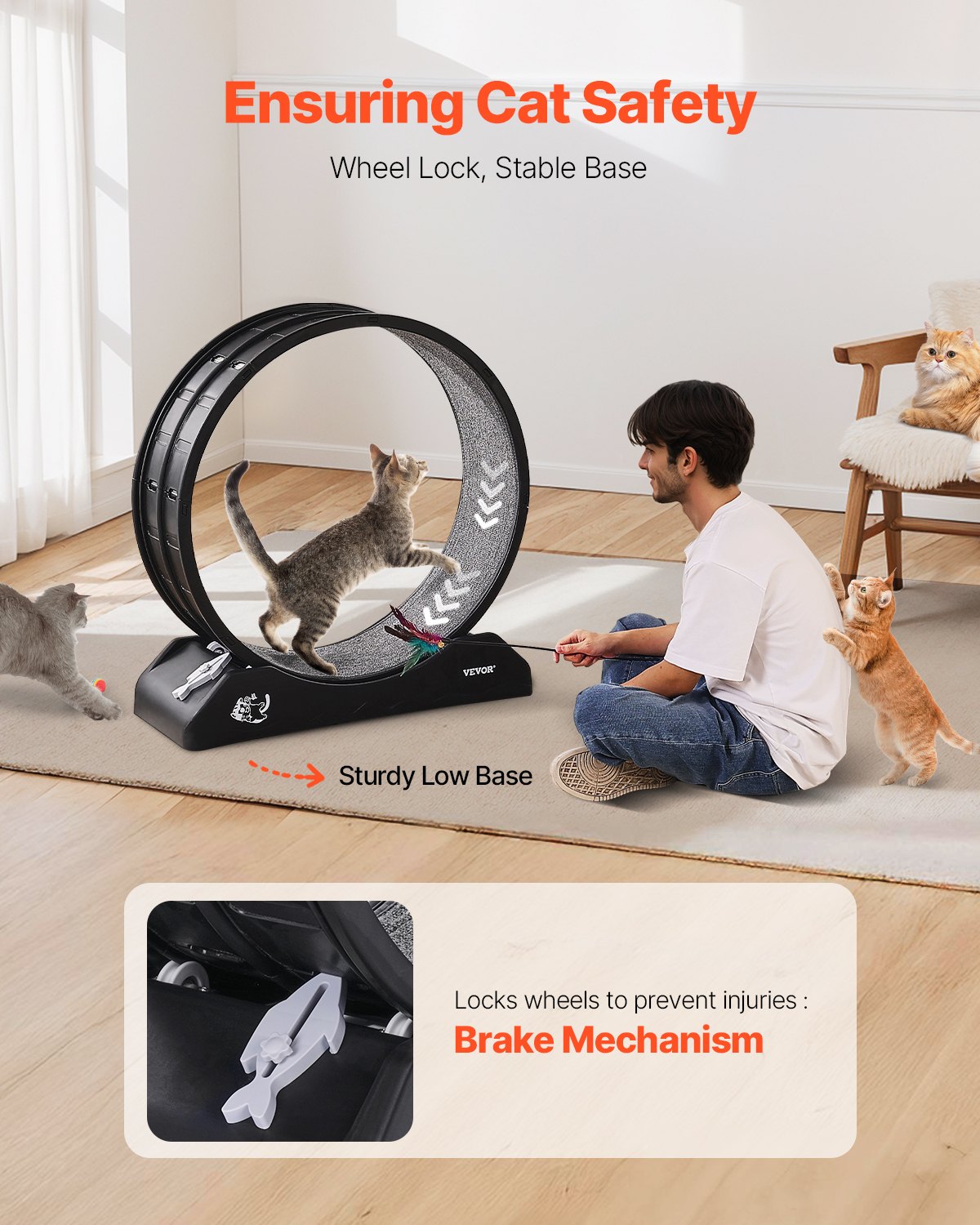 Large Cat Running Wheel With Secure Brake & Carpeted Runway