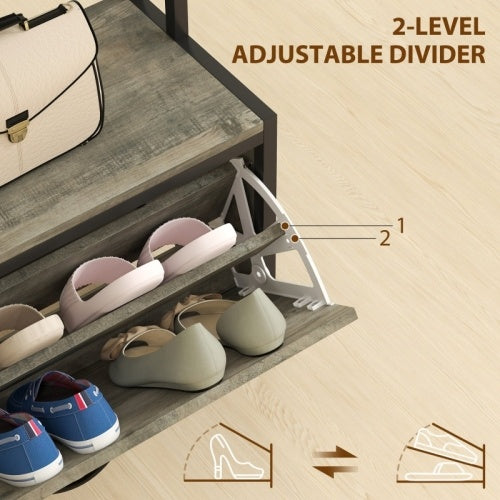 HOMCOM 5-In-1 Industrial-Style Hallway Tree