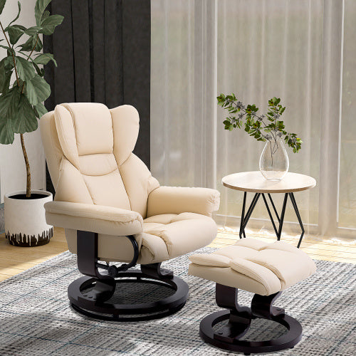 HOMCOM 360 Swivel Recliner Chair With Footstool