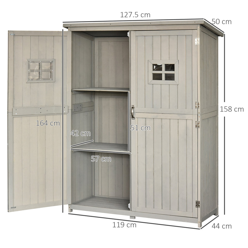 Wooden Garden Shed With Two Windows, Tool Storage Cabinet, Outdoor Double Door Organizer.