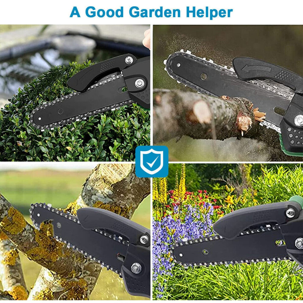 2 Batteries 6'' 4000W Mini Cordless Chainsaw Electric One-Hand Saw Wood Cutter