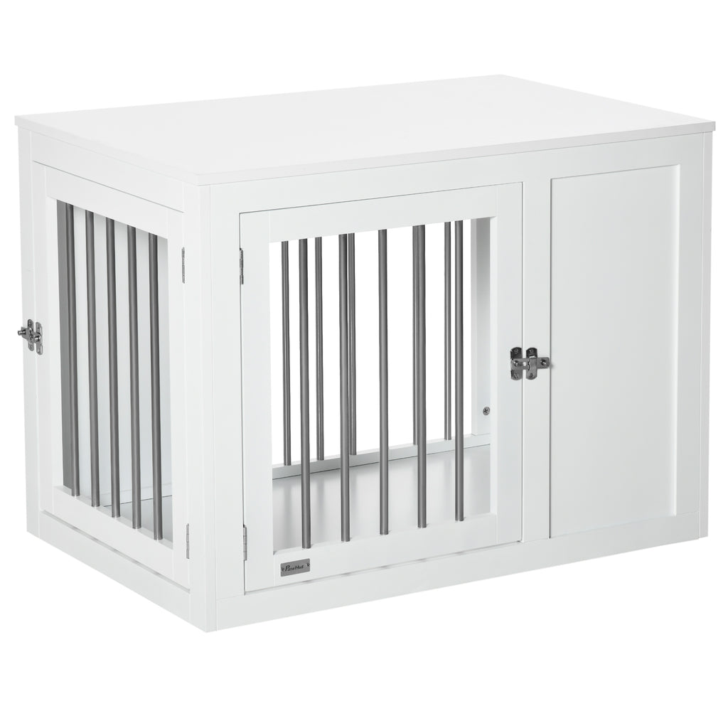 PawHut 2-in-1 Dog Cage And Side Table, With Two Lockable Doors, For Medium Dogs