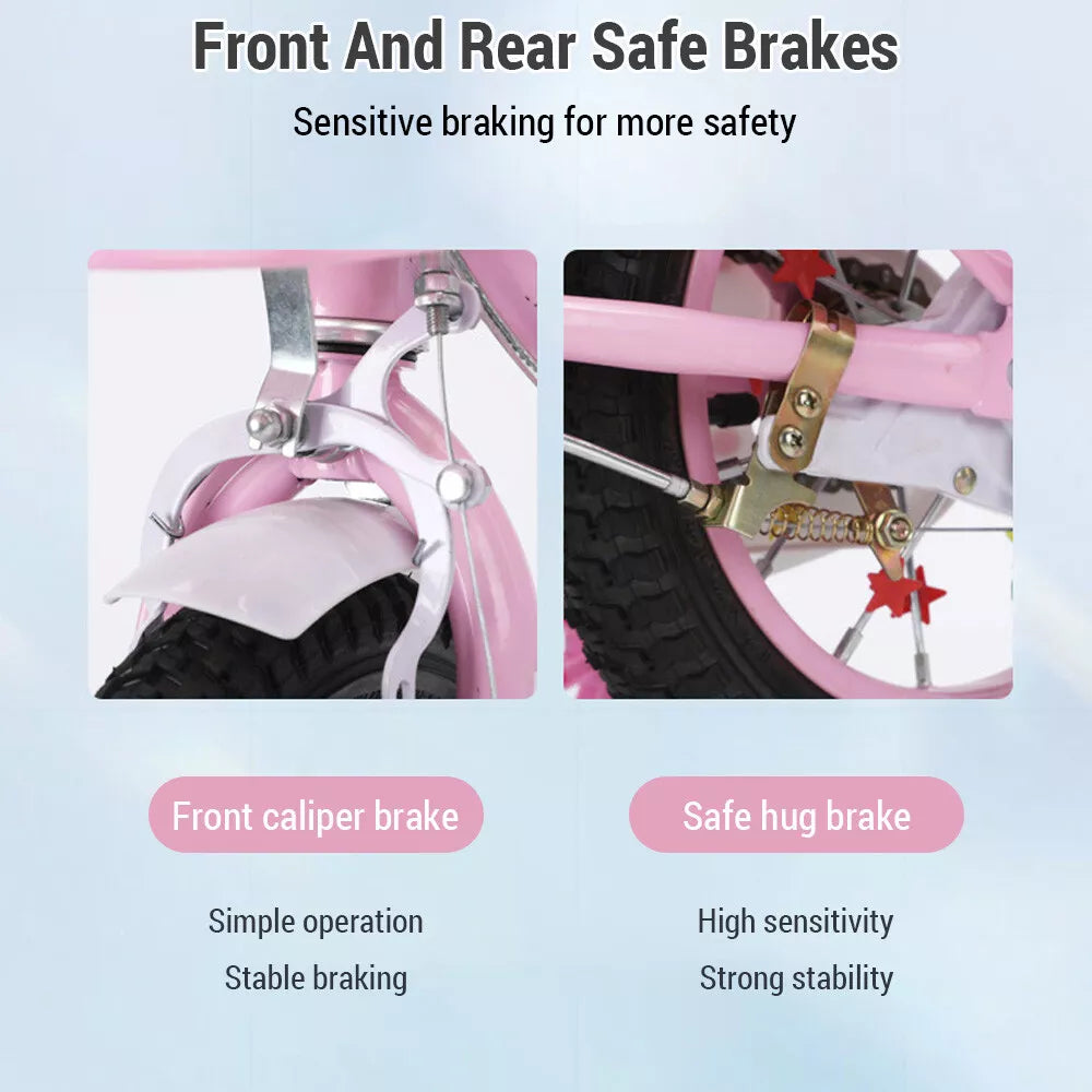 12-16Inch Kids Bike For 2-10 Years Old Children Girls Bicycle Cycling Stabiliser