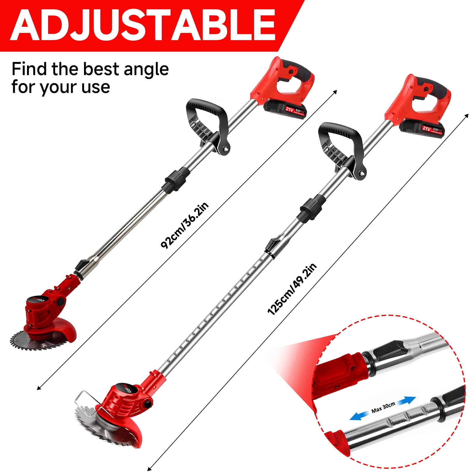 21V Cordless Strimmer Grass Trimmer Tree Cutter Garden Edger Electric 2Batteries