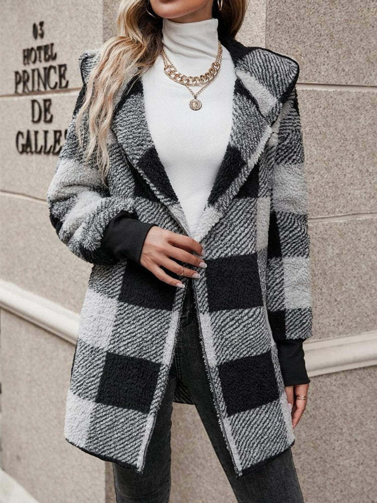 Loose Plaid Sweater Cardigan