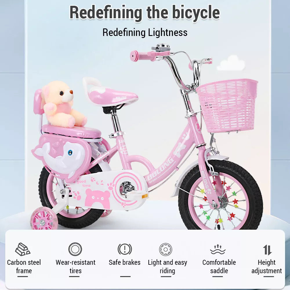 12-16Inch Kids Bike For 2-10 Years Old Children Girls Bicycle Cycling Stabiliser