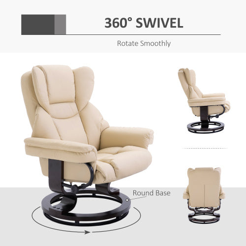 HOMCOM 360 Swivel Recliner Chair With Footstool