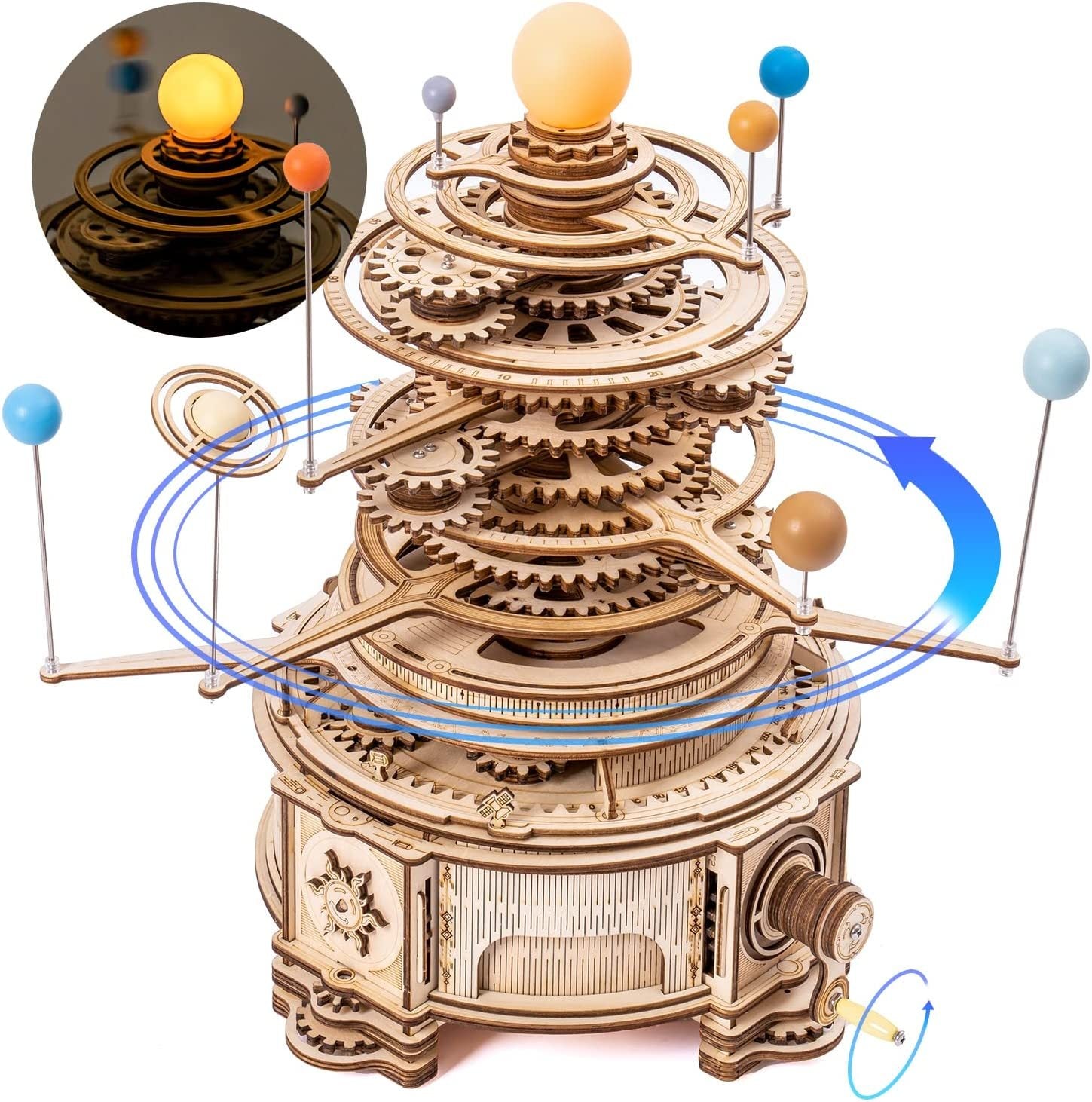 Rotatable Mechanical Orrery 3D Wooden Puzzle