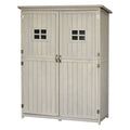Wooden Garden Shed With Two Windows, Tool Storage Cabinet, Outdoor Double Door Organizer.