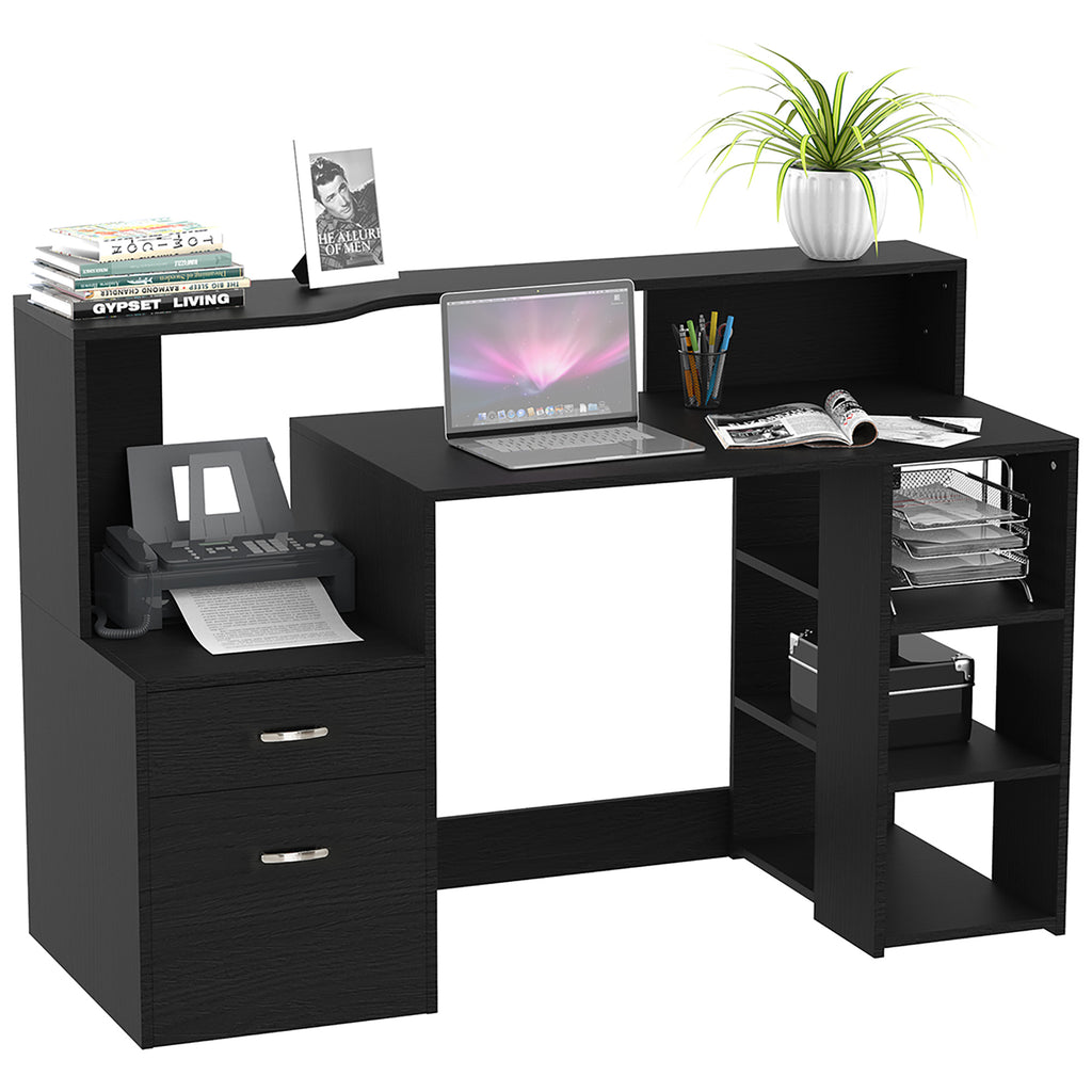 Computer Desk with Drawers & Shelves - Home Office Workstation