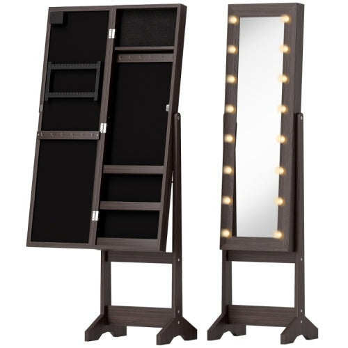 HOMCOM Freestanding Mirrored Jewellery Storage Cabinet