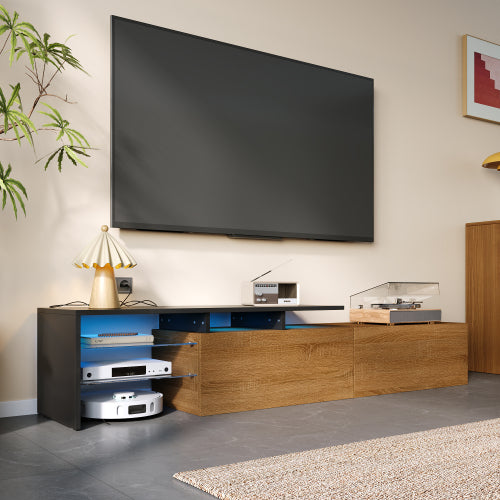 Modern TV Cabinet Design Stylish And Elegant, Glass Shelves, LED Lighting