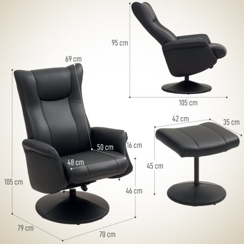 HOMCOM Swivel Recliner Chair With Footstool