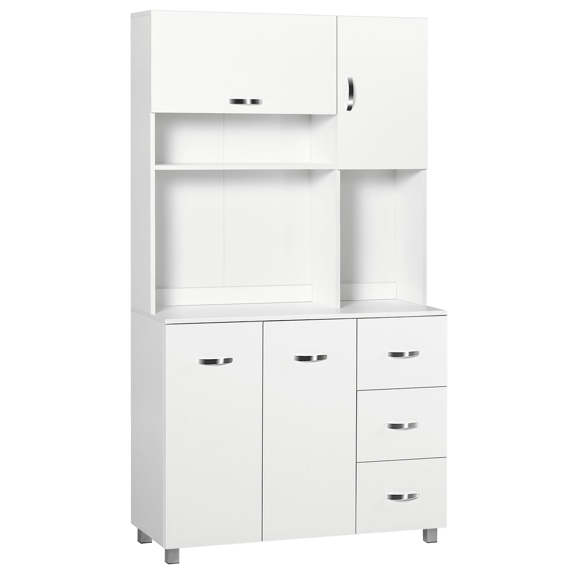 Kitchen Cupboard, 183cm Tall Storage Cabinet With Countertop, Sideboard With 3 Small Drawers,