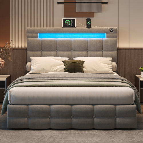 Double Ottoman Bed Frame With Hydraulic Storage