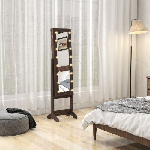 HOMCOM Freestanding Mirrored Jewellery Storage Cabinet