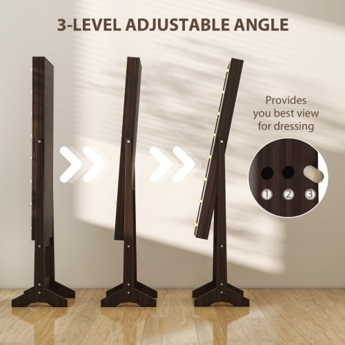 HOMCOM Freestanding Mirrored Jewellery Storage Cabinet