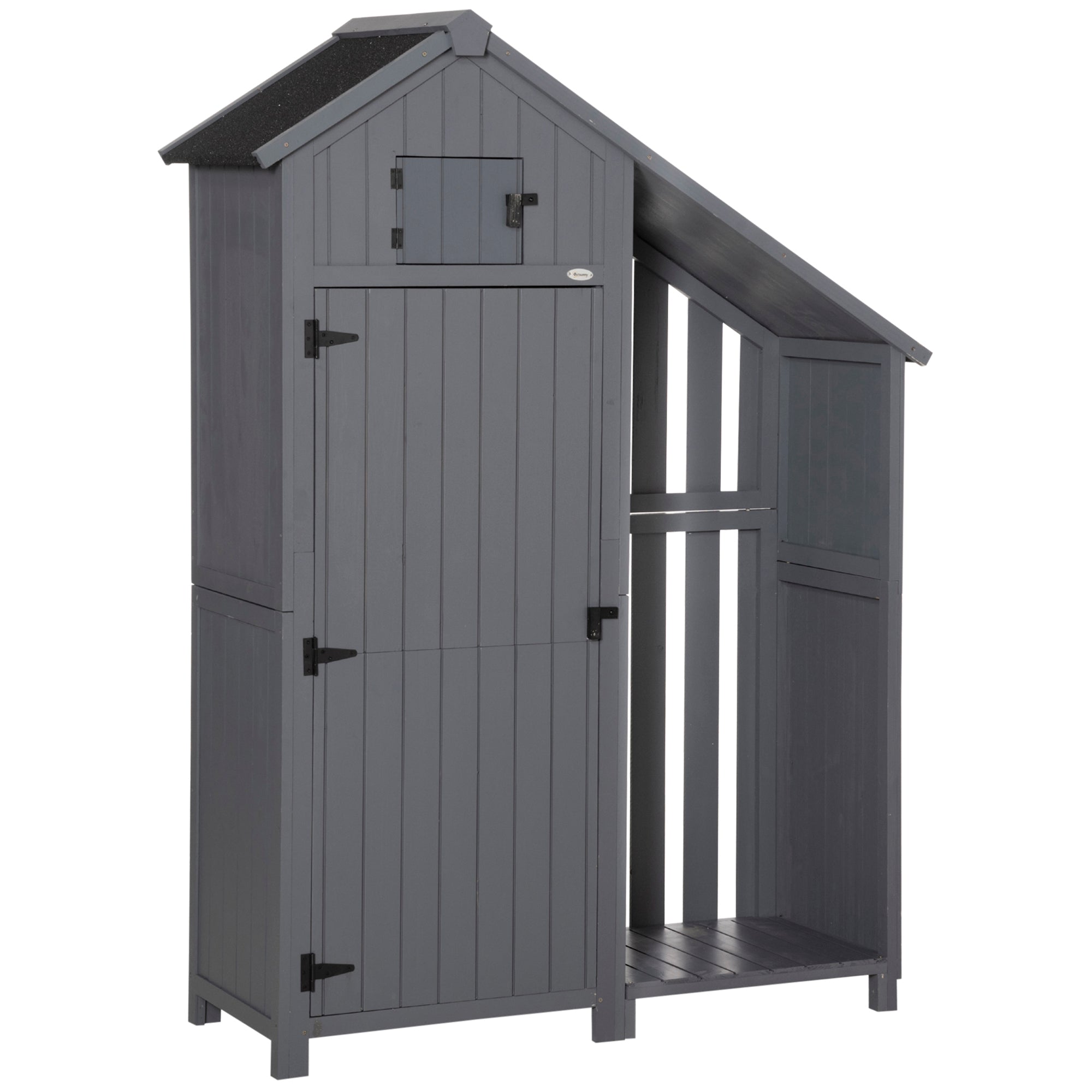Garden Outdoor Storage Shed Outdoor Tool Shed With 3 Shelves And Tilt Roof, 129x51.5x180cm, Grey