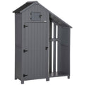 Garden Outdoor Storage Shed Outdoor Tool Shed With 3 Shelves And Tilt Roof, 129x51.5x180cm, Grey