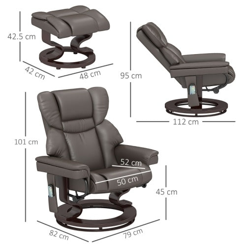HOMCOM Massage Recliner Chair With Footstool