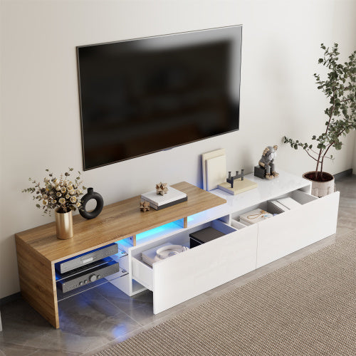 Modern TV Cabinet Design Stylish And Elegant, Glass Shelves, LED Lighting