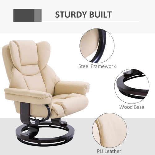HOMCOM 360 Swivel Recliner Chair With Footstool