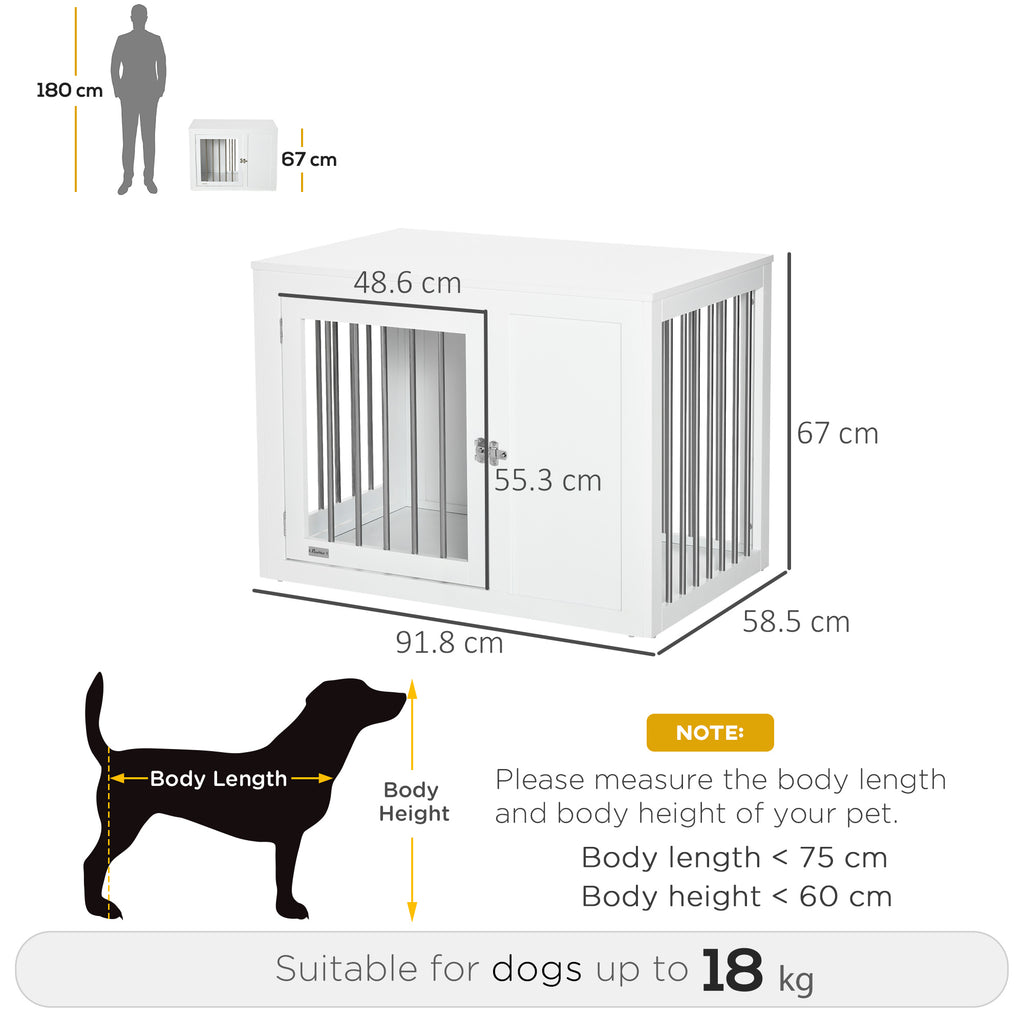 PawHut 2-in-1 Dog Cage And Side Table, With Two Lockable Doors, For Medium Dogs