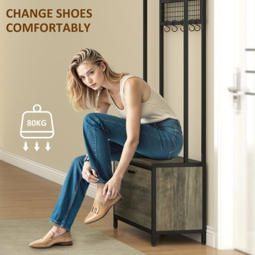 HOMCOM 5-In-1 Industrial-Style Hallway Tree