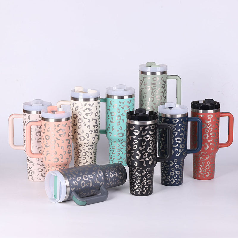 40 Oz Tumbler With Handle Straw Insulated Stainless Steel Tumbler