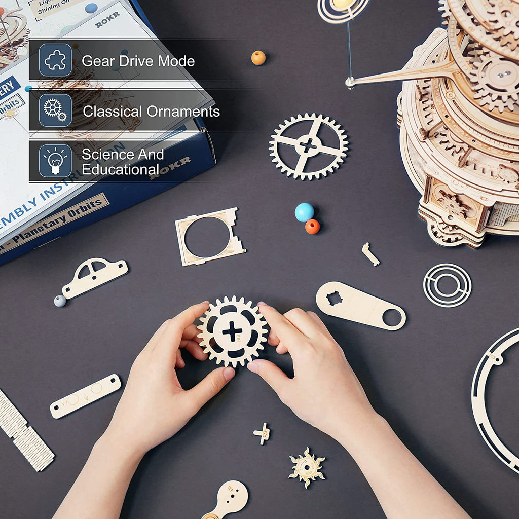 Rotatable Mechanical Orrery 3D Wooden Puzzle