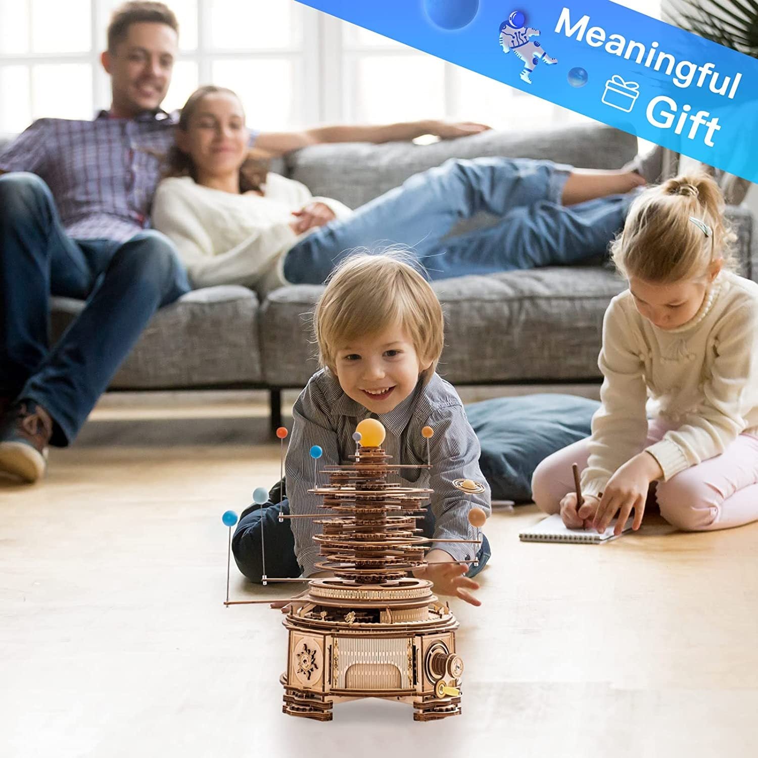 Rotatable Mechanical Orrery 3D Wooden Puzzle