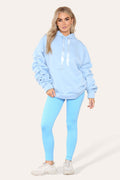 Oversized Ruched Sleeves Hoodie With Legging Set