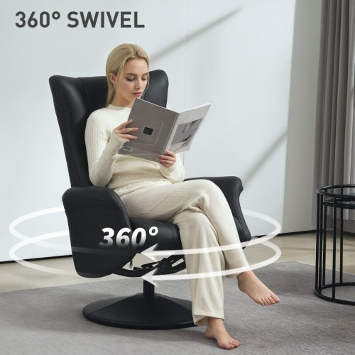 HOMCOM Swivel Recliner Chair With Footstool