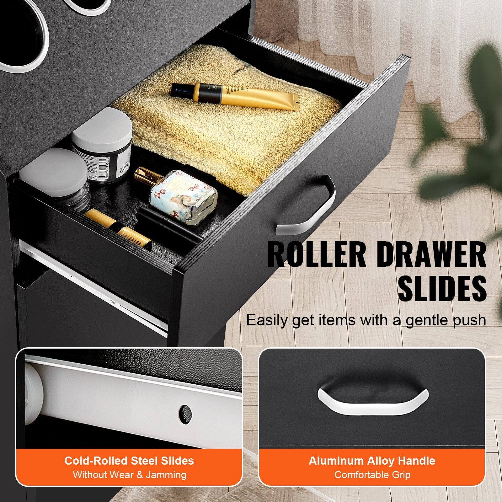 Salon Storage Cabinet with 3 Hair Dryer Holders