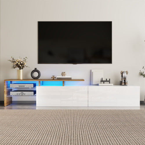 Modern TV Cabinet Design Stylish And Elegant, Glass Shelves, LED Lighting