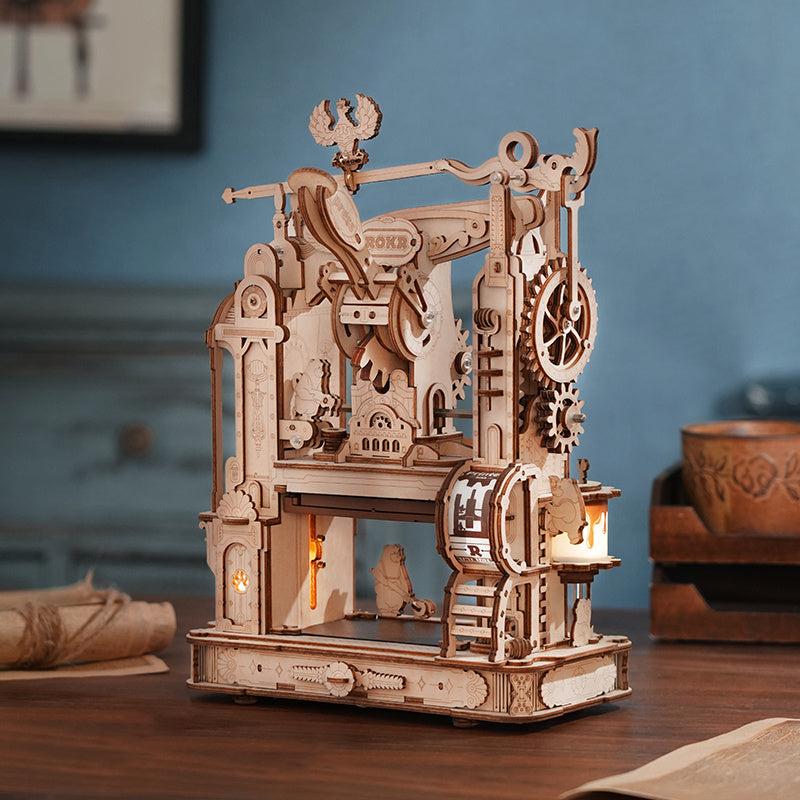 ROKR 3D Wooden Puzzle Model Printing Press Mechanical Gears