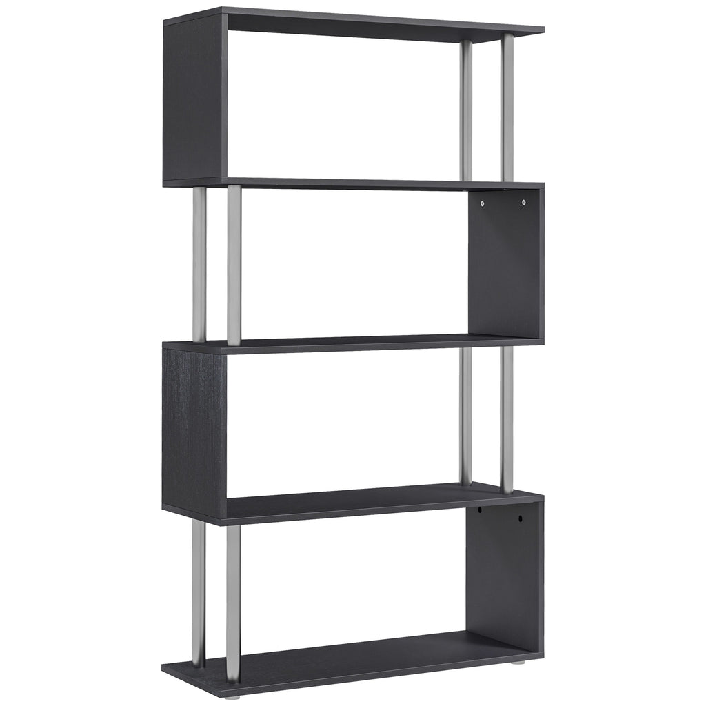 S Shape Bookcase, 5 Tiers Bookshelf, Modern Freestanding Storage Shelf For Home Office,
