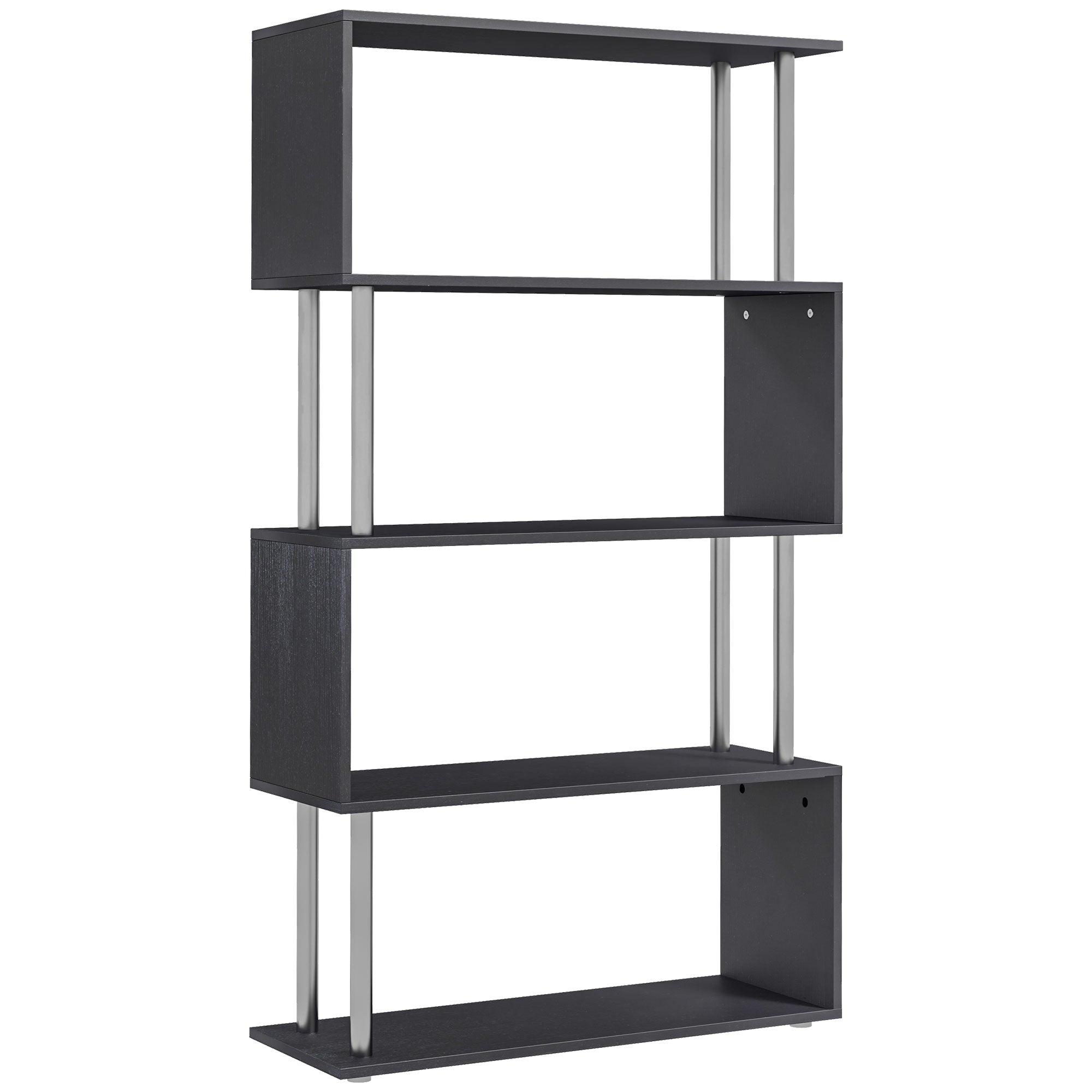 S Shape Bookcase, 5 Tiers Bookshelf, Modern Freestanding Storage Shelf For Home Office,