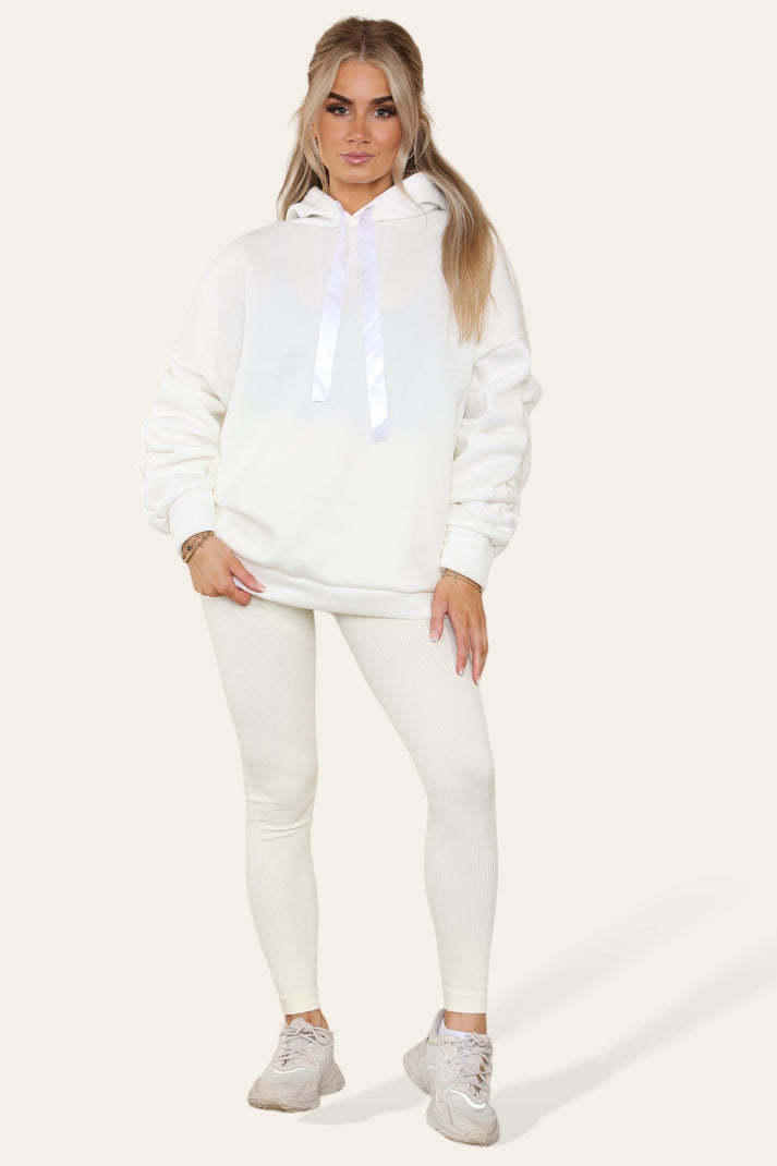 Oversized Ruched Sleeves Hoodie With Legging Set