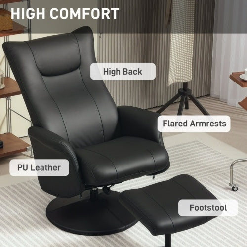 HOMCOM Swivel Recliner Chair With Footstool